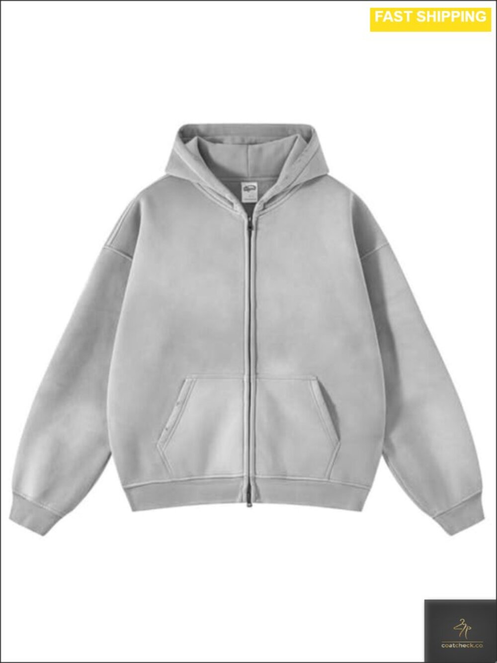 Oversized Zip Up Hoodie Vintage Acid Wash Unisex Cotton Sweatshirt